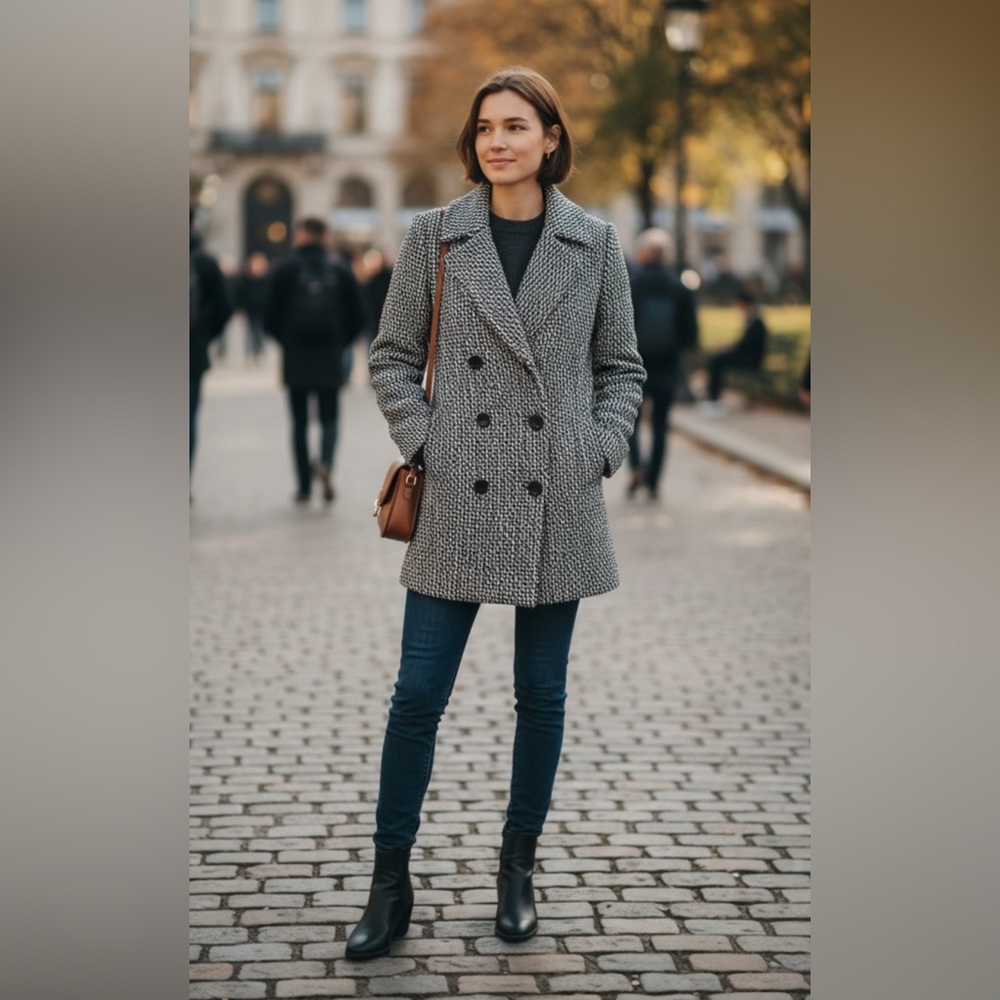 Vans Women's Black and Gray Pea Coat